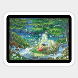 a magical story book the beginning hello mr unicorn magical children story book illustration story Sticker